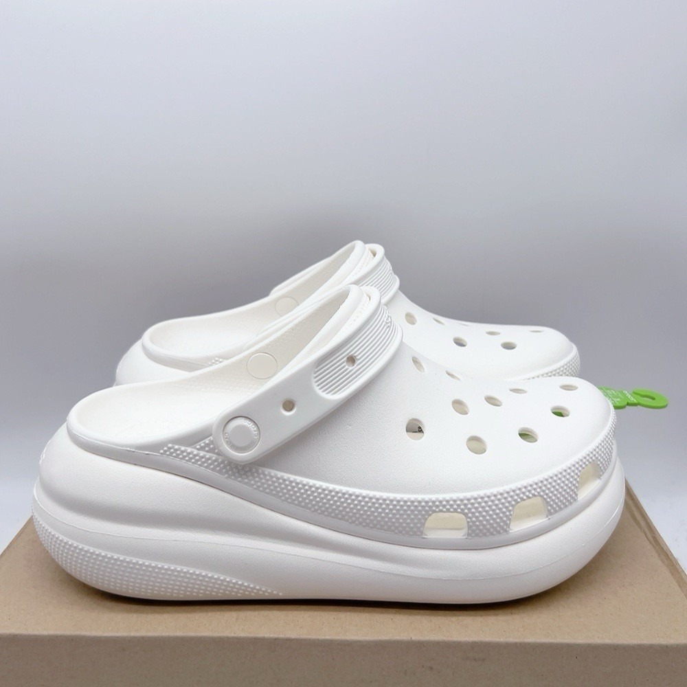 Crocs Classic Crush Platform White Perforated Slip On Clog Shoes Womens US 10 - Picture 4 of 10